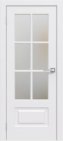 Межкомнатная дверь эмалированная Перфето 9 белого цвета с матовым стеклом