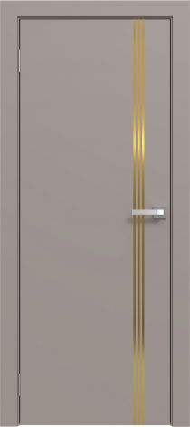 Межкомнатная дверь эмалированная Эмаль Line 03 (золотой молдинг) цвет капучино