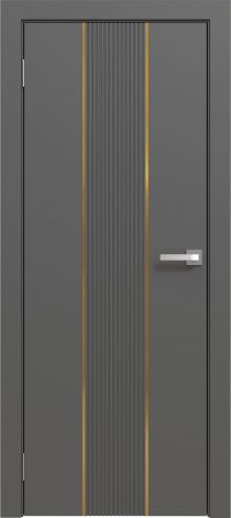 Межкомнатная дверь эмалированная Эмаль Line 04 (золотой молдинг) цвет графит