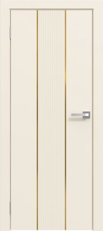 Межкомнатная дверь эмалированная Эмаль Line 04 (золотой молдинг) цвет ваниль